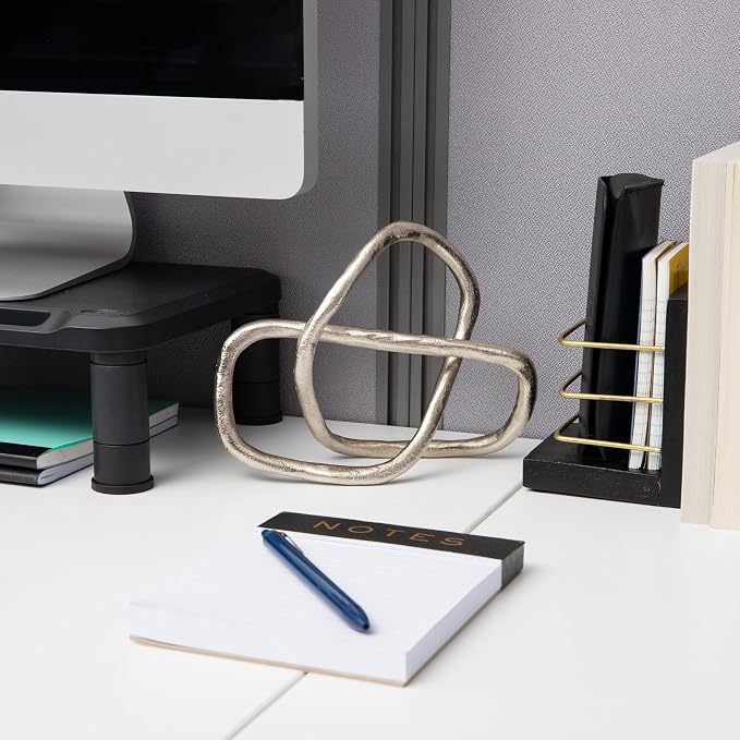 Silver Metal Geometric Infinity Sculpture Decorative Accent For Desk Coffee - Image 5