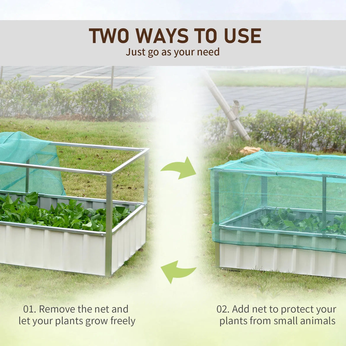 Raised Garden Bed 5.7 x 3 x 2.3ft Steel Planter Box Outdoor with Cover Gloves - Image 2