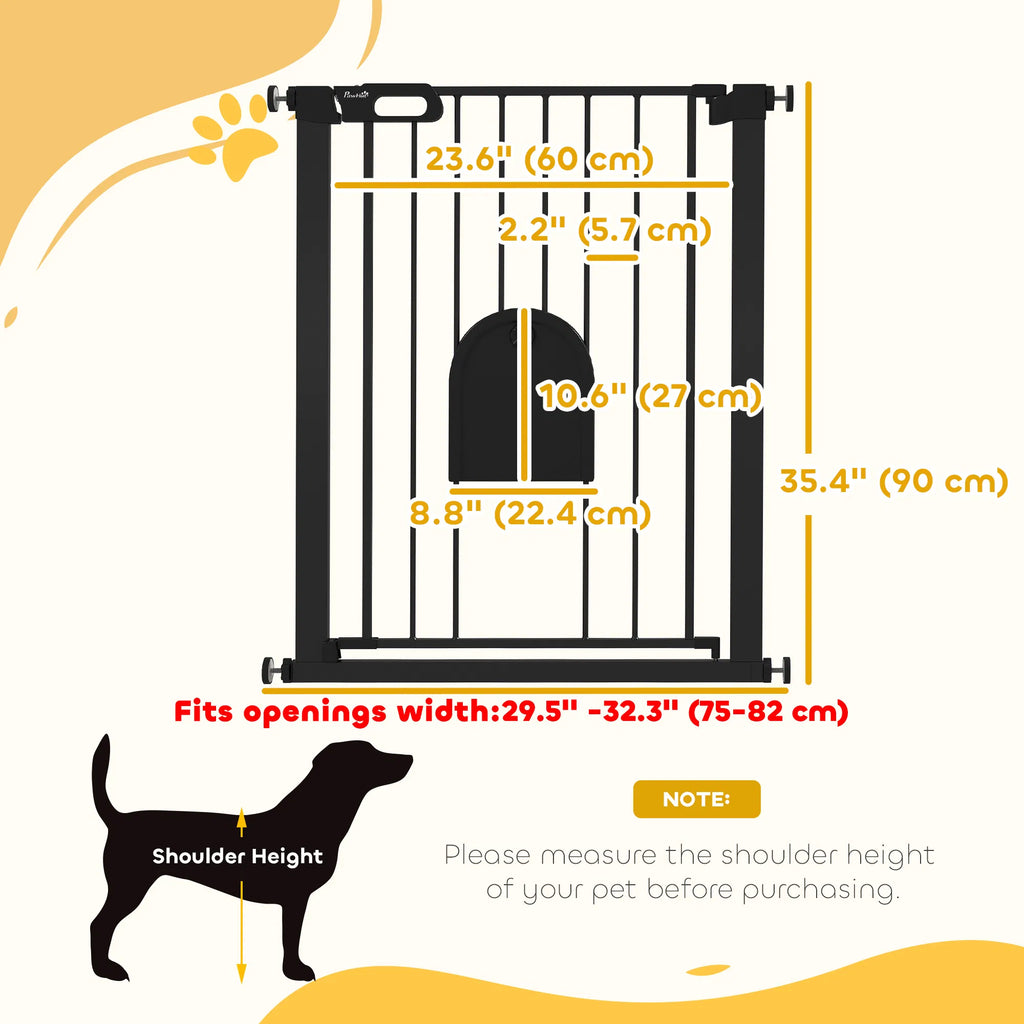 30" 32" Extra Wide Pet Gate Barrier with Small Door 35"H Dog Gate with Safety - Image 4
