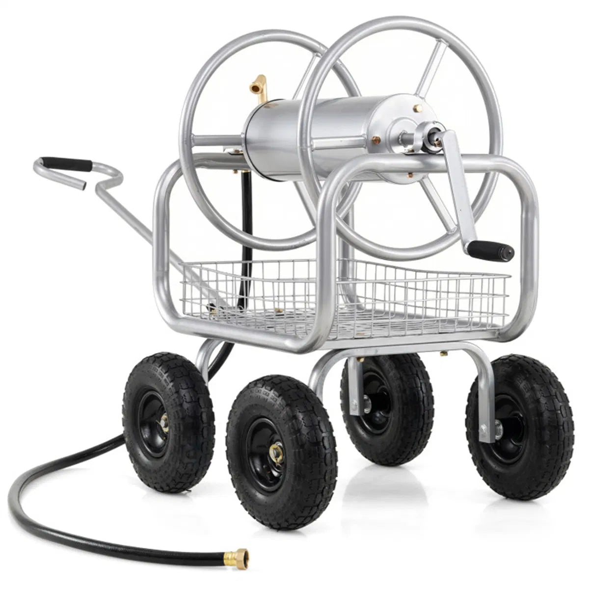 Heavy Duty Garden Hose Reel Cart with 10" Pneumatic Wheels Large Capacity Hose