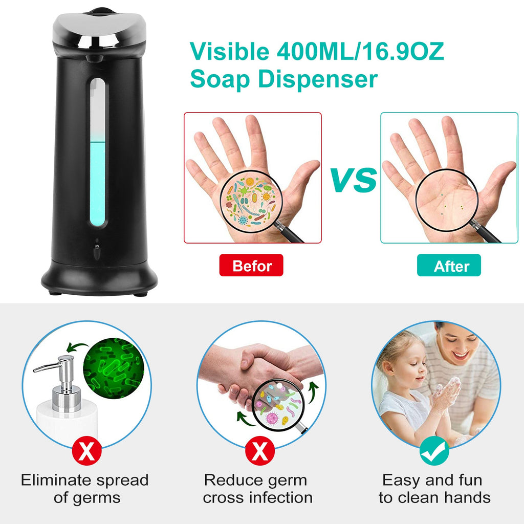 1pc automatic soap dispenser 400ml packaging and components