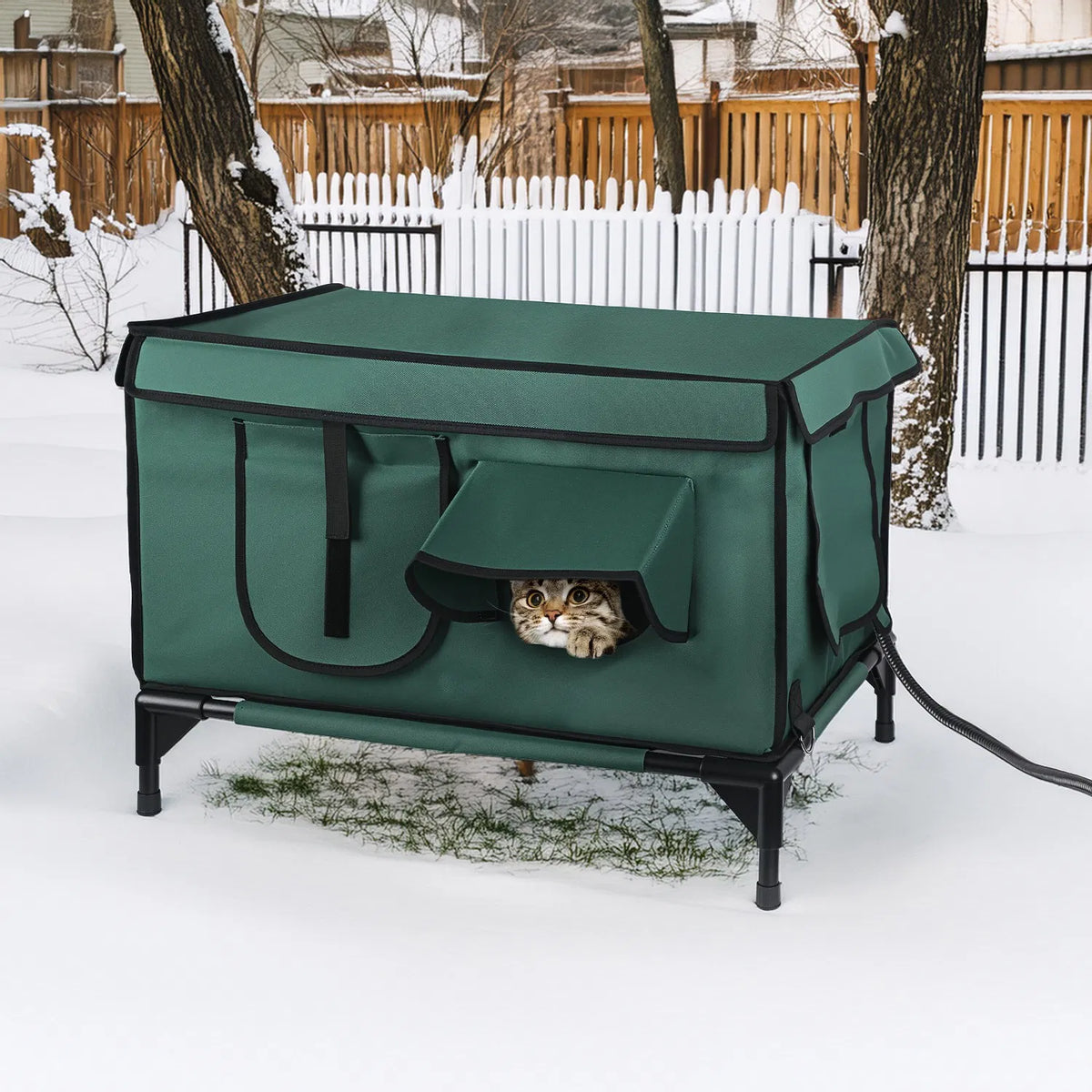 Waterproof Heated Cat House Outdoor Weatherproof Insulated Kitty Shelter Feral - Image 5