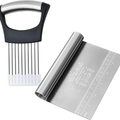 Multi Purpose Stainless Steel Bench Scraper & Onion Holder Slicer Set Dough