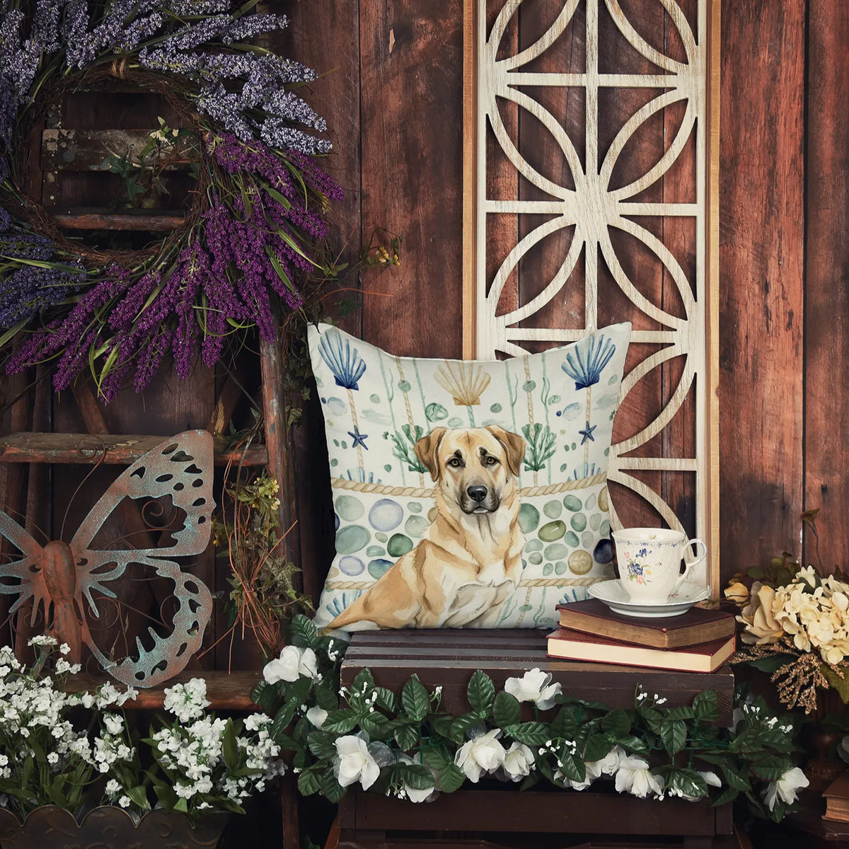 Anatolian Shepherd Dog Coastal Sea Glass Throw Pillow Decorative Indoor - Image 6