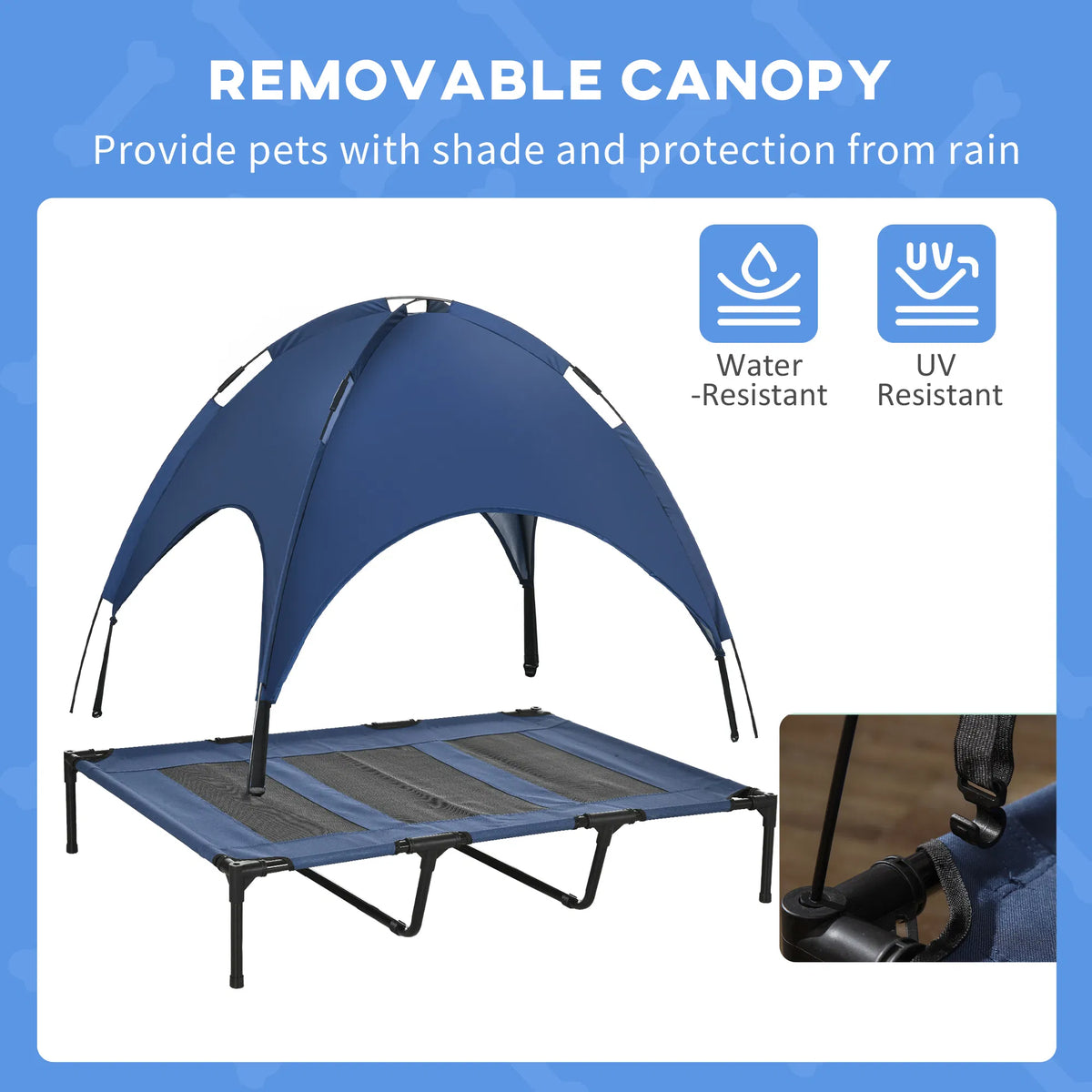 Elevated Cooling Pet Bed Portable Raised Dog Cot with Canopy for XL Sized Dogs