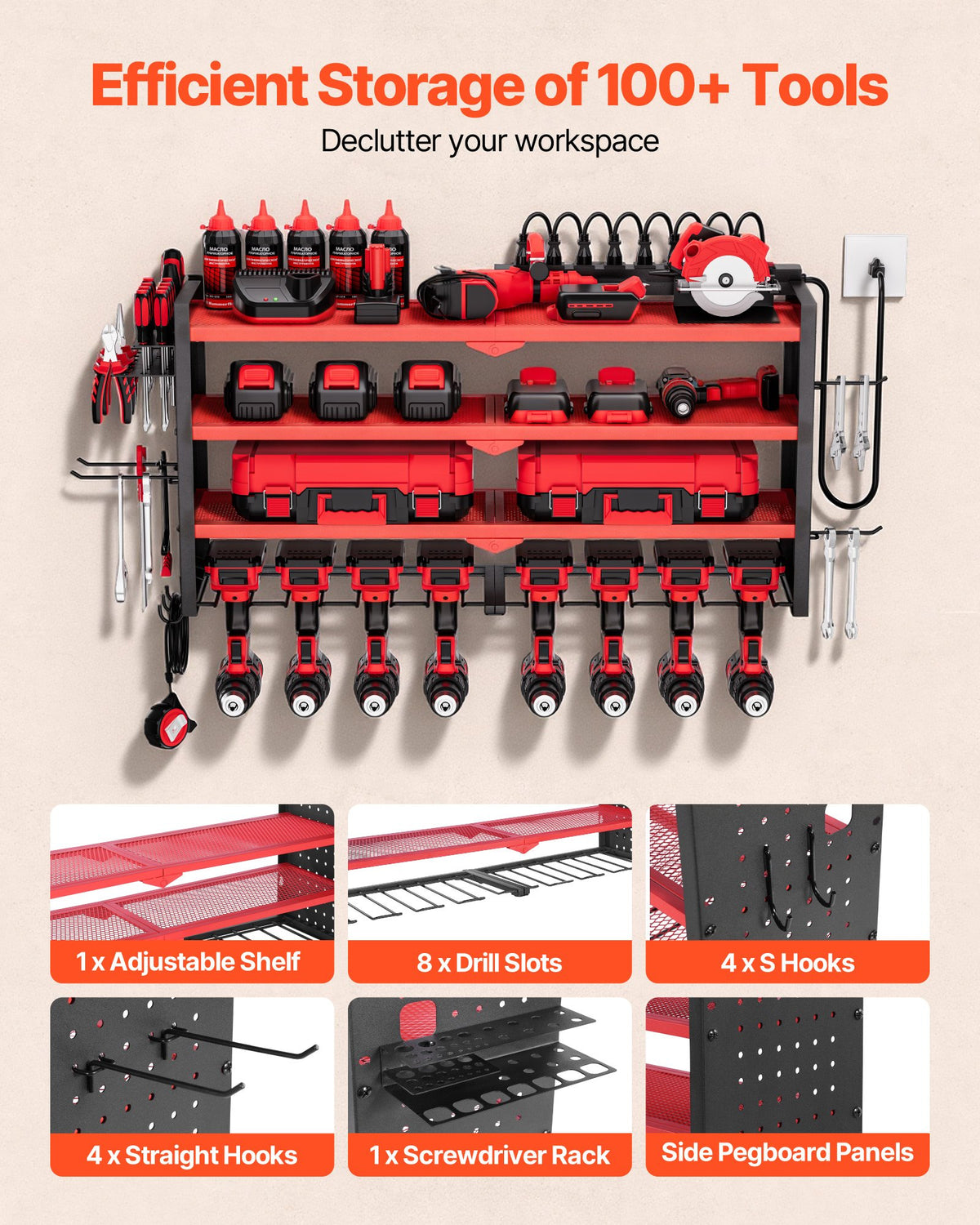 power tool organizer with charging in use lifestyle