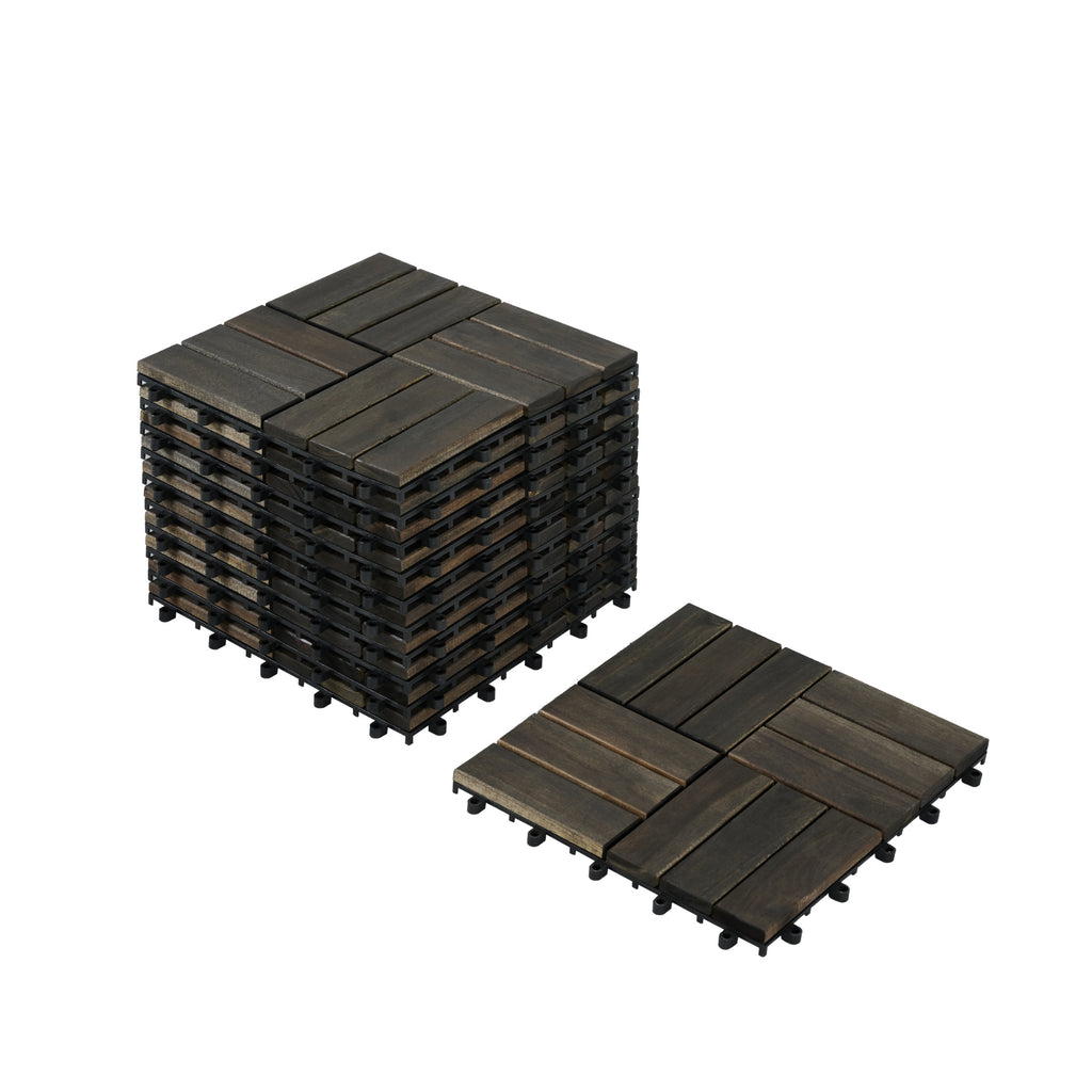 Acacia Wood Interlocking Deck Tiles Checker Pattern 30 PCS 12inch X 12inch - Image 4