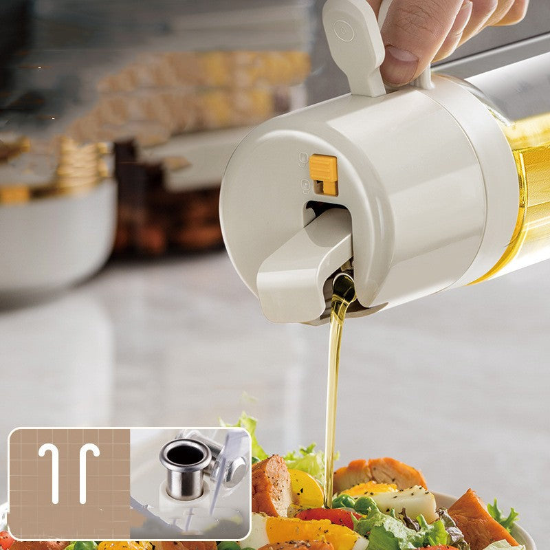 2-in-1 oil sprayer and dispenser bottle configuration