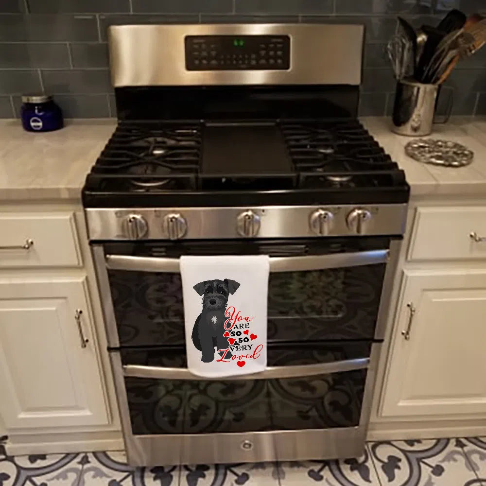 NEW Schnauzer Black #1 So Loved Kitchen Towel Set Of White Dish Towels - Image 3
