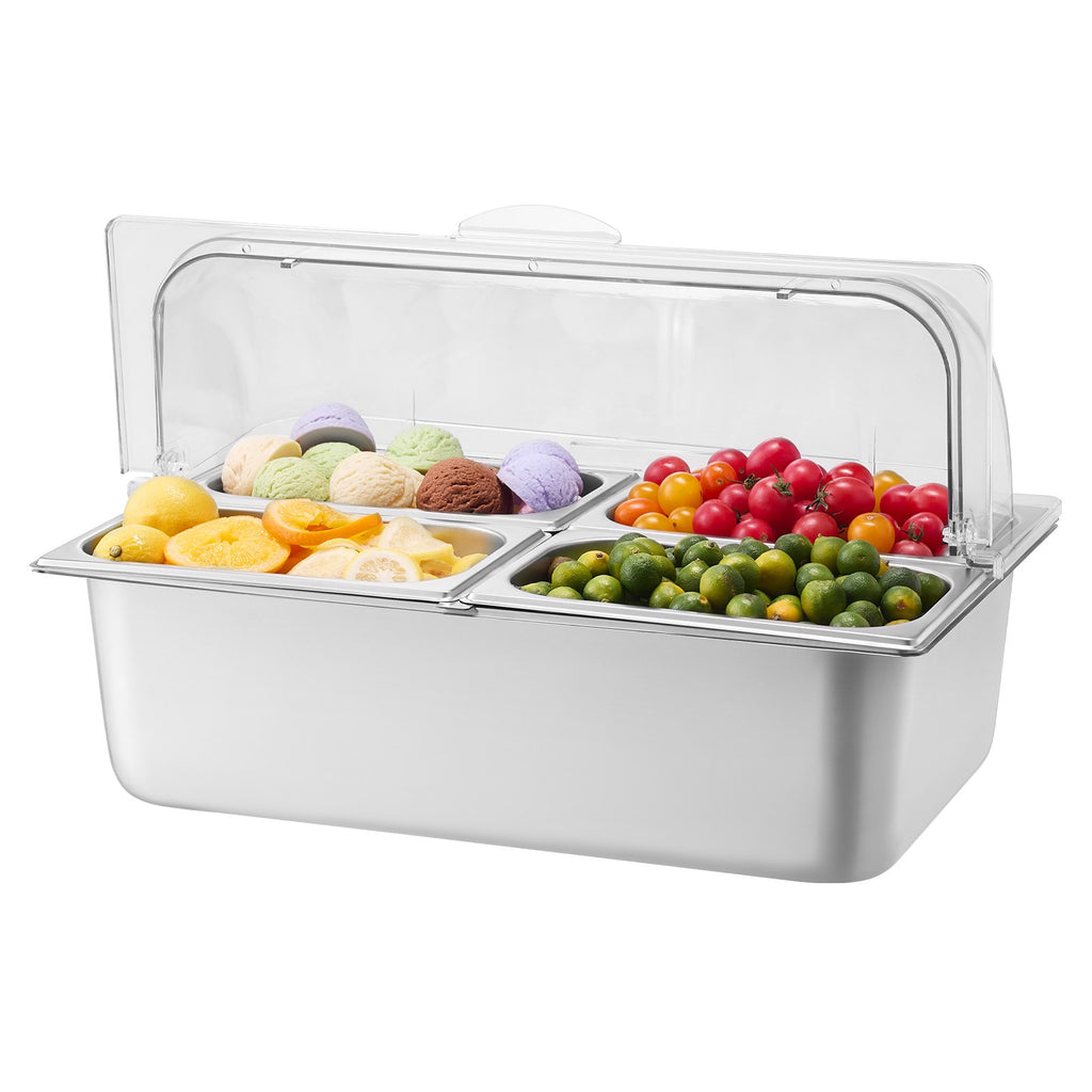 Countertop Food Serving Display Container Pan Condiment Dispenser With Lid - Main View