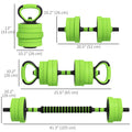 88lbs 4 in 1 Adjustable Weight Dumbbell Set Barbell Kettlebell Push Up