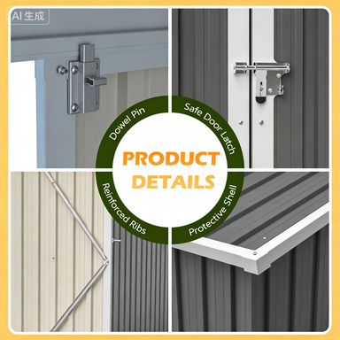 10'x4' Outdoor Metal Storage Shed For Garden Tools Lockable Door With Floor Frame - Image 2