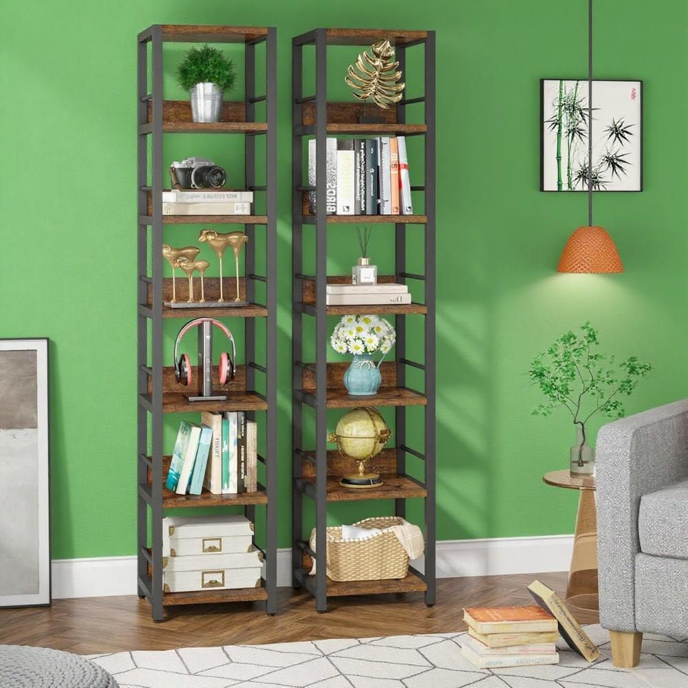 Rustic Brown Narrow Corner Storage Shelf