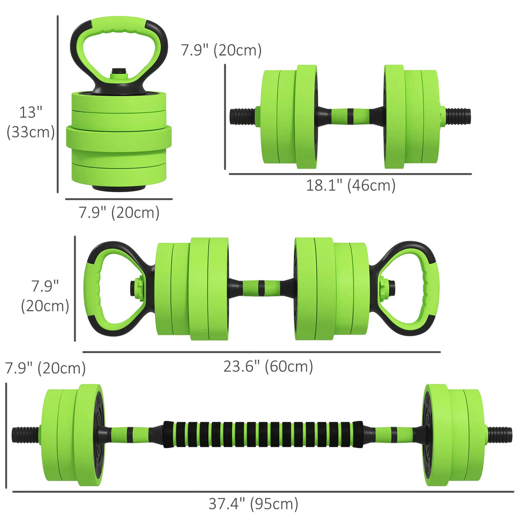 44lbs 4 in 1 Adjustable Weight Dumbbell Set Barbell Kettlebell Push Up