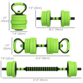 44lbs 4 in 1 Adjustable Weight Dumbbell Set Barbell Kettlebell Push Up