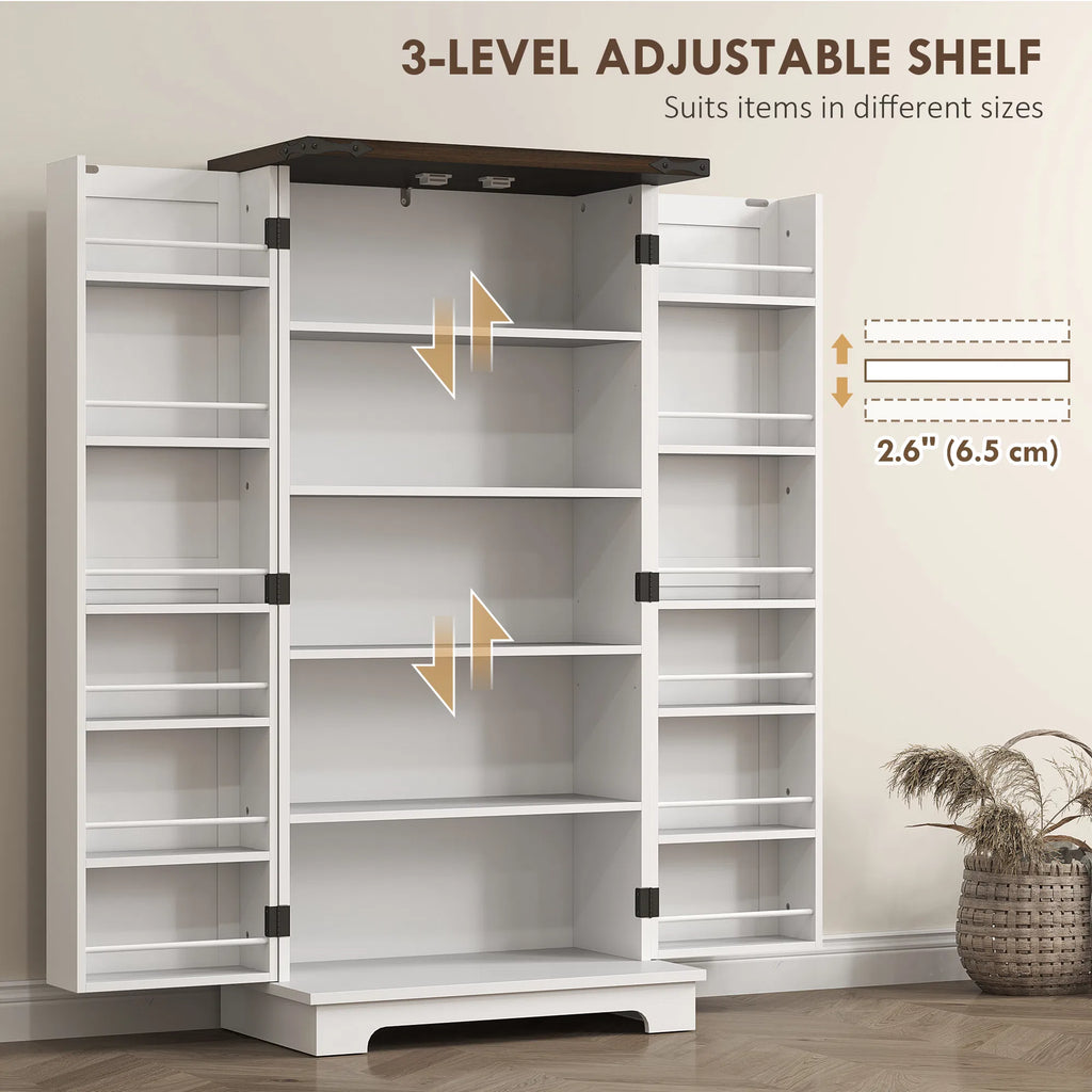 47" Kitchen Pantry Storage Cabinet Farmhouse Kitchen Pantry Cabinet with - Image 4