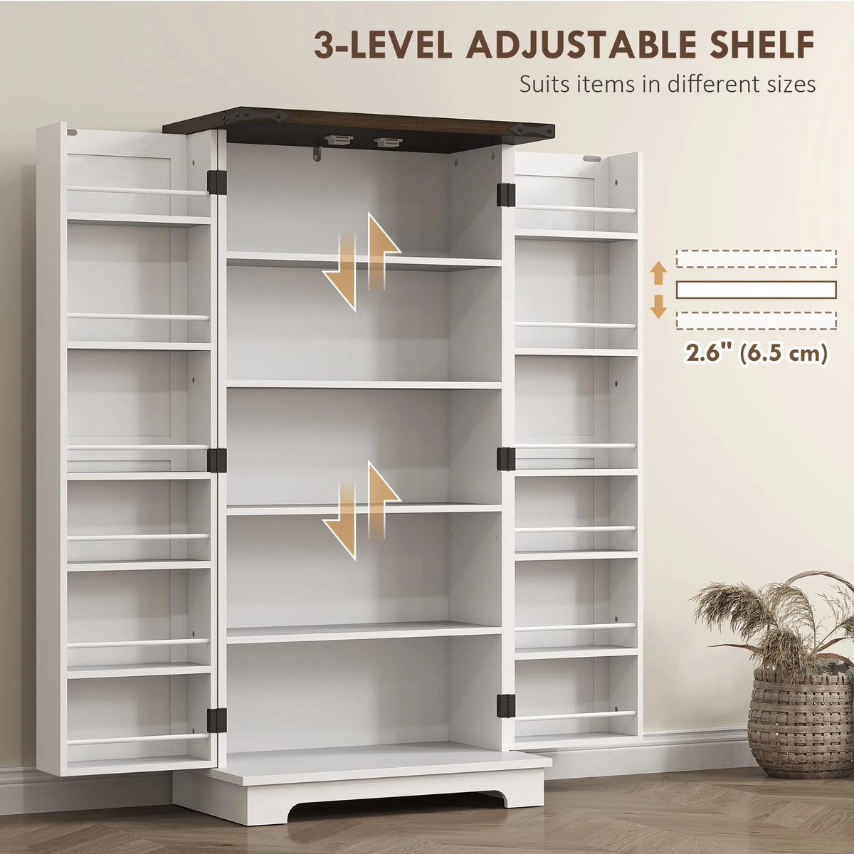 47" Kitchen Pantry Storage Cabinet Farmhouse Kitchen Pantry Cabinet with - Image 4