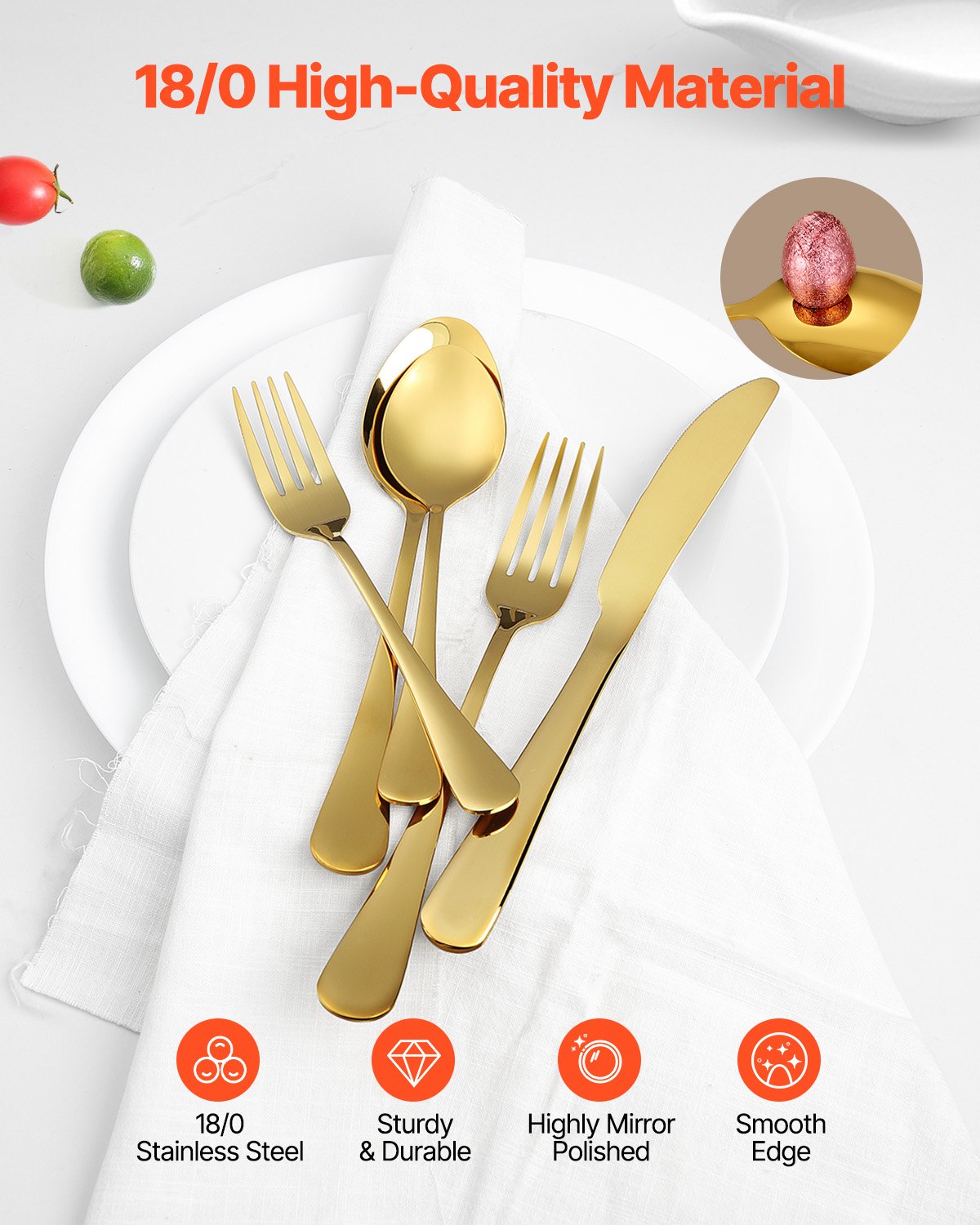 60 Piece Silverware Set Stainless Steel Cutlery Flatware Utensil Kitchen For 12 - In-Use and Feature Display