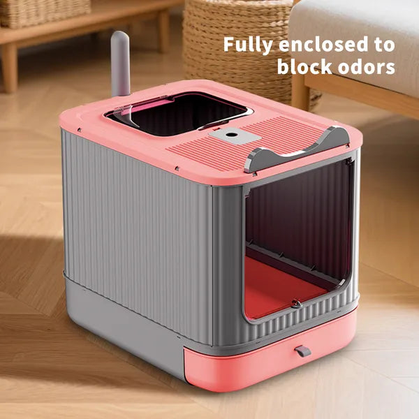 Elevated Leak Proof Elf Pink Cat Litter Box Made Of Sturdy And Durable - Image 2