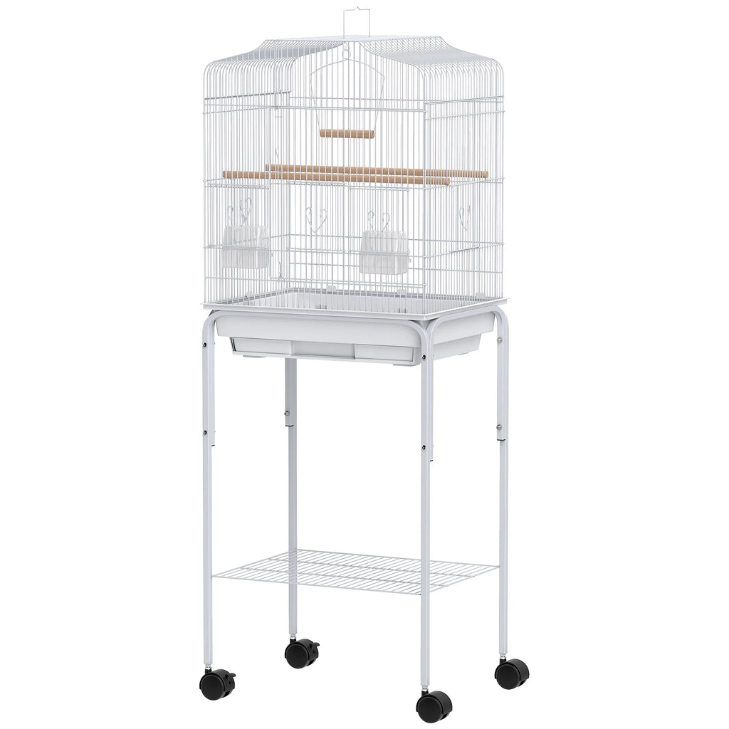 49" Rolling Bird Cage Cockatoo House Play Top Finch Pet Supply with Storage - Image 2