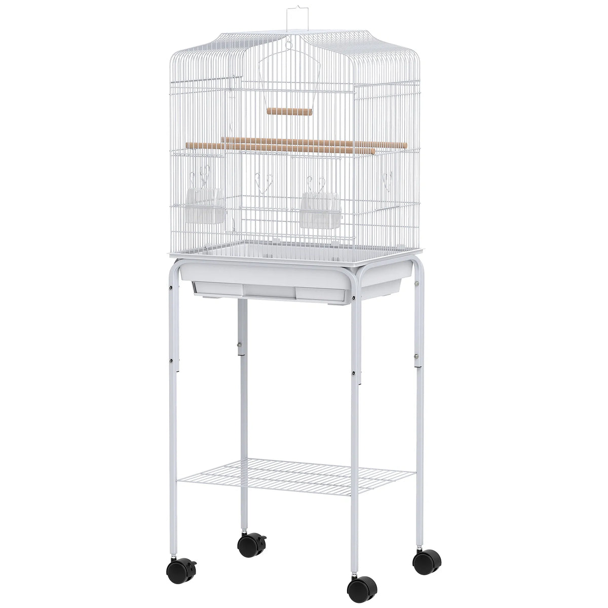 49" Rolling Bird Cage Cockatoo House Play Top Finch Pet Supply with Storage - Image 2