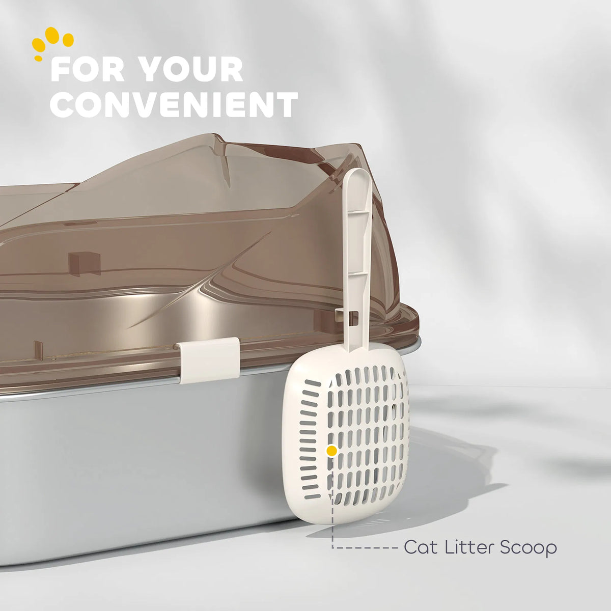 Stainless Steel Cat Litter Box with High Sided Enclosure Steps & Scoop - Image 2