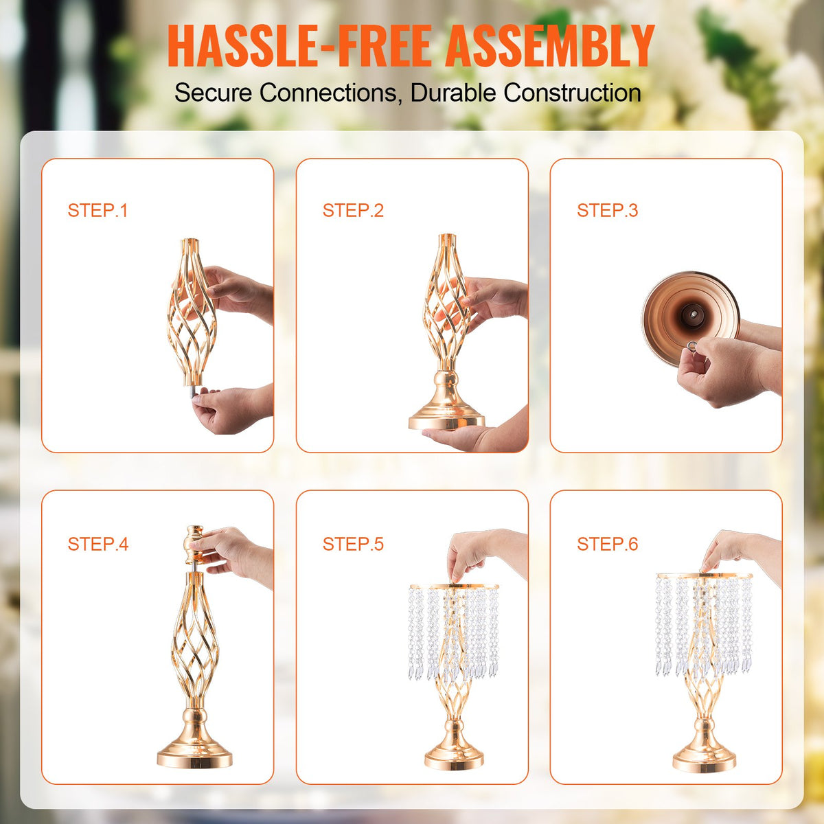 20PCS 43cm/16.9” Tall Crystal Wedding Flower Stand Vase For Party Decor - Image 5