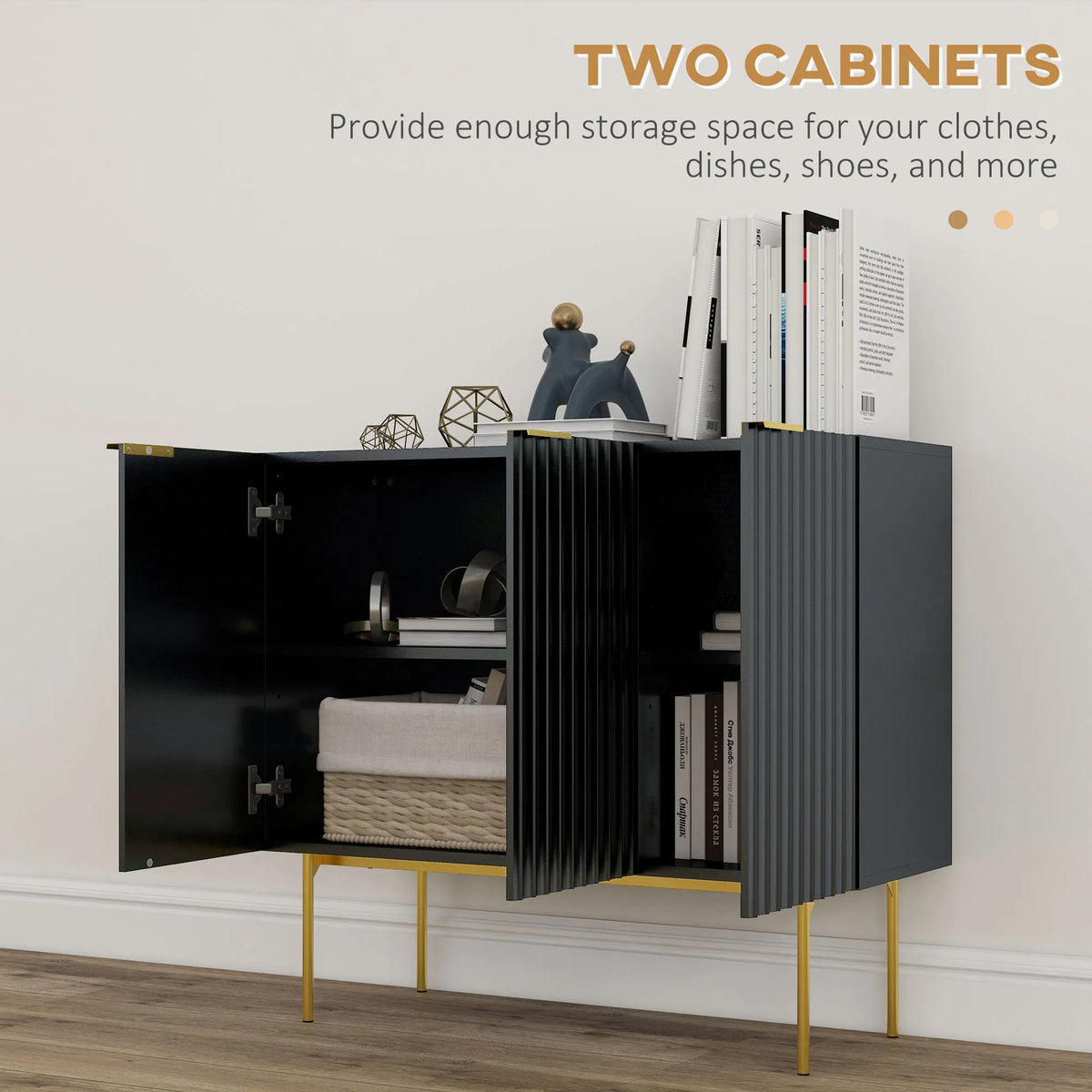 Modern Storage Cabinet Sideboard Buffet Cabinet with Gold Legs for Living Room - Image 2