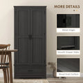 69" Tall Farmhouse Kitchen Pantry Cabinet with 2 Doors Drawer and Adjustable
