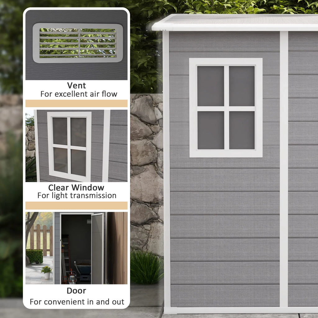 4'x5' Garden Tool Storage Shed Lean to Shed with Window Vent and Plastic Roof Grey - Image 2