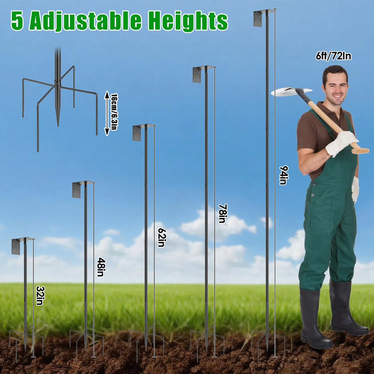 94Inch Squirrel Proof Bird Feeder Pole Heavy Duty Bird House Pole Outdoor Bird - Image 4