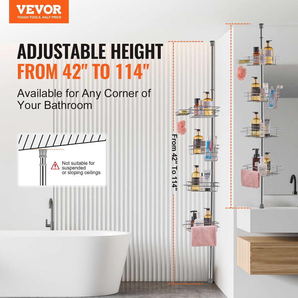 shower corner caddy tension pole detail and structure