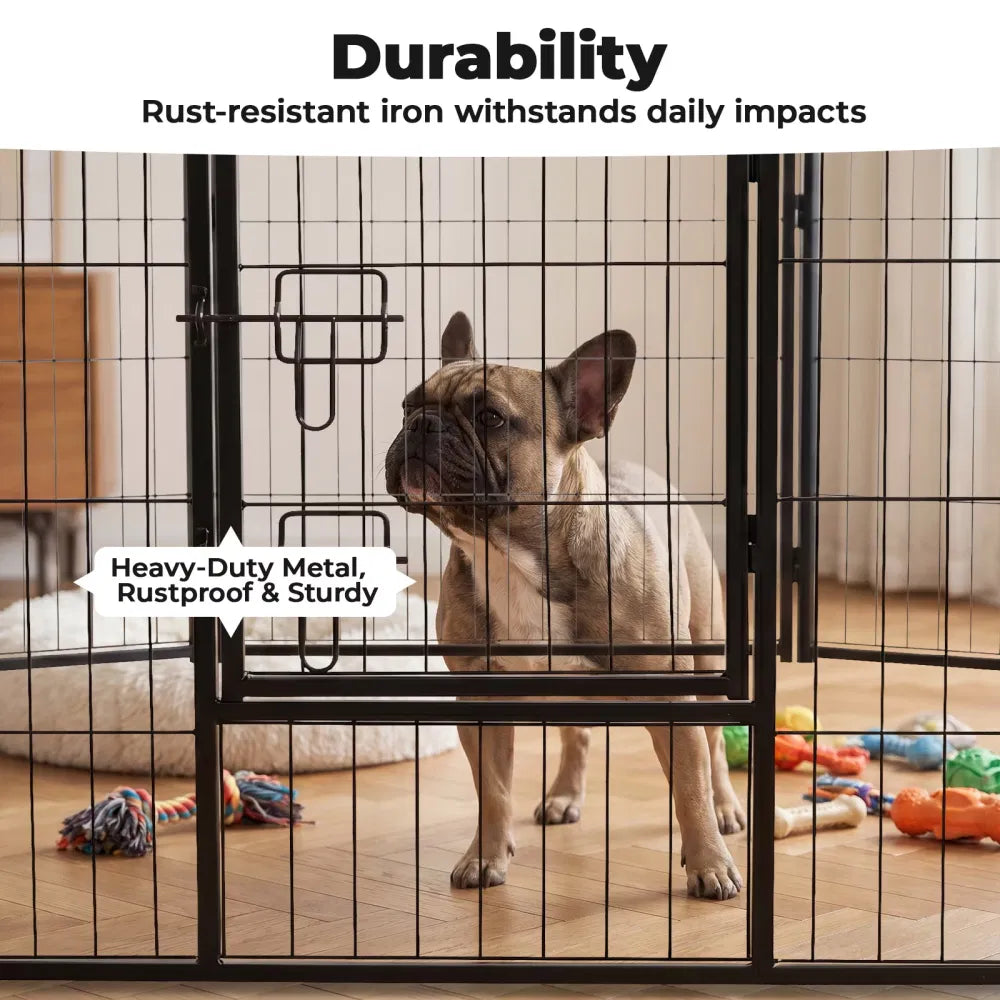 Dog Playpen Indoor Fence Height Metal Exercise Pen with Door Small - Image 2