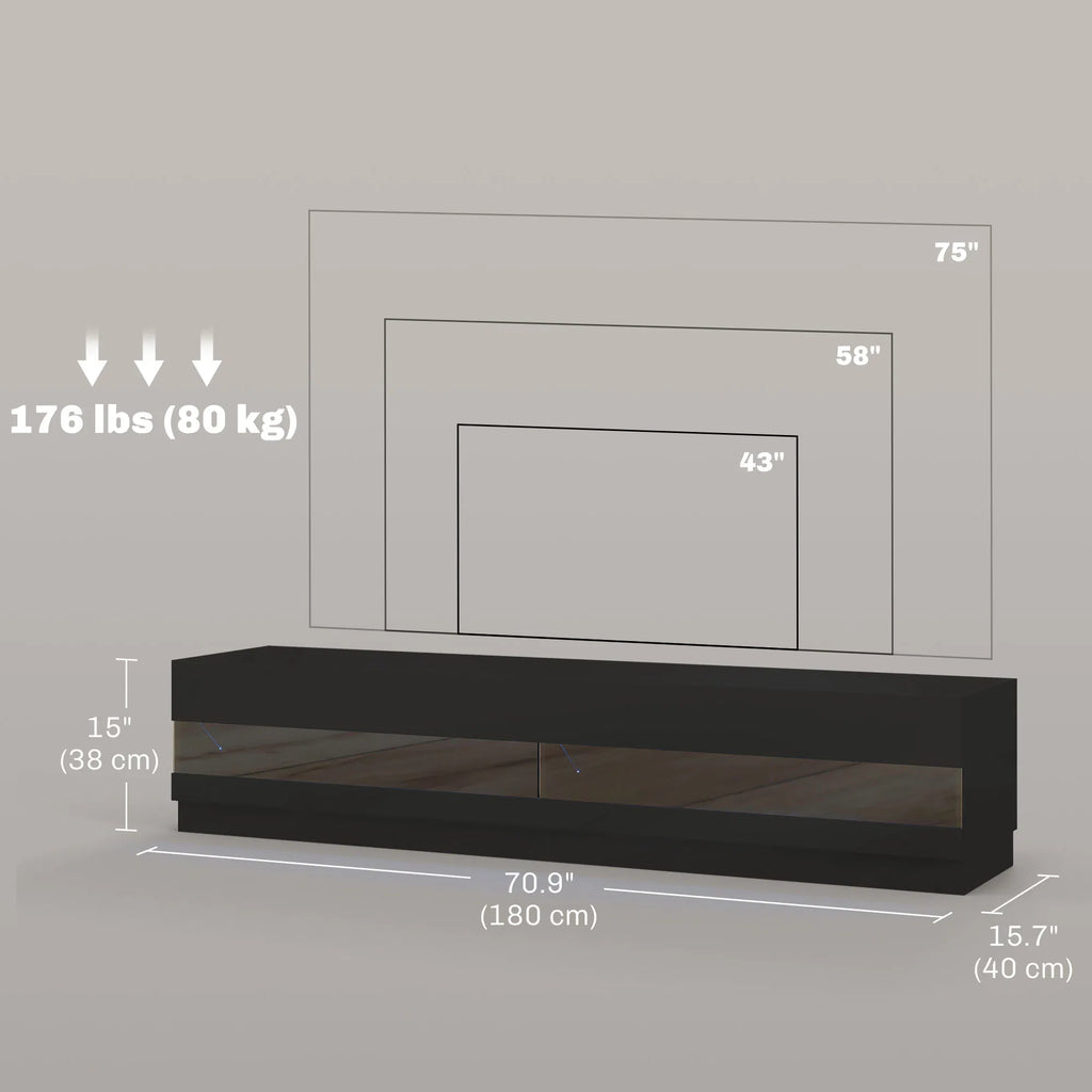 Lighted TV Stand for TVs up to 75" TV Cabinet with Storage for Living Room - Image 2