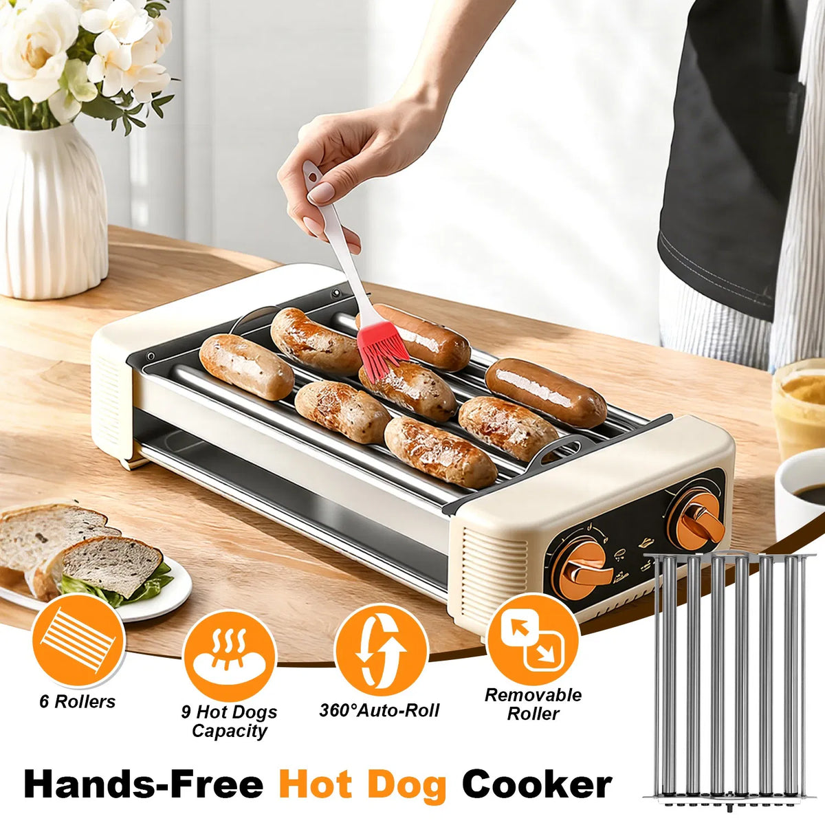 Multifunctional Electric Hot Dog Roller Machine 3 in 1 Sausage Grill with