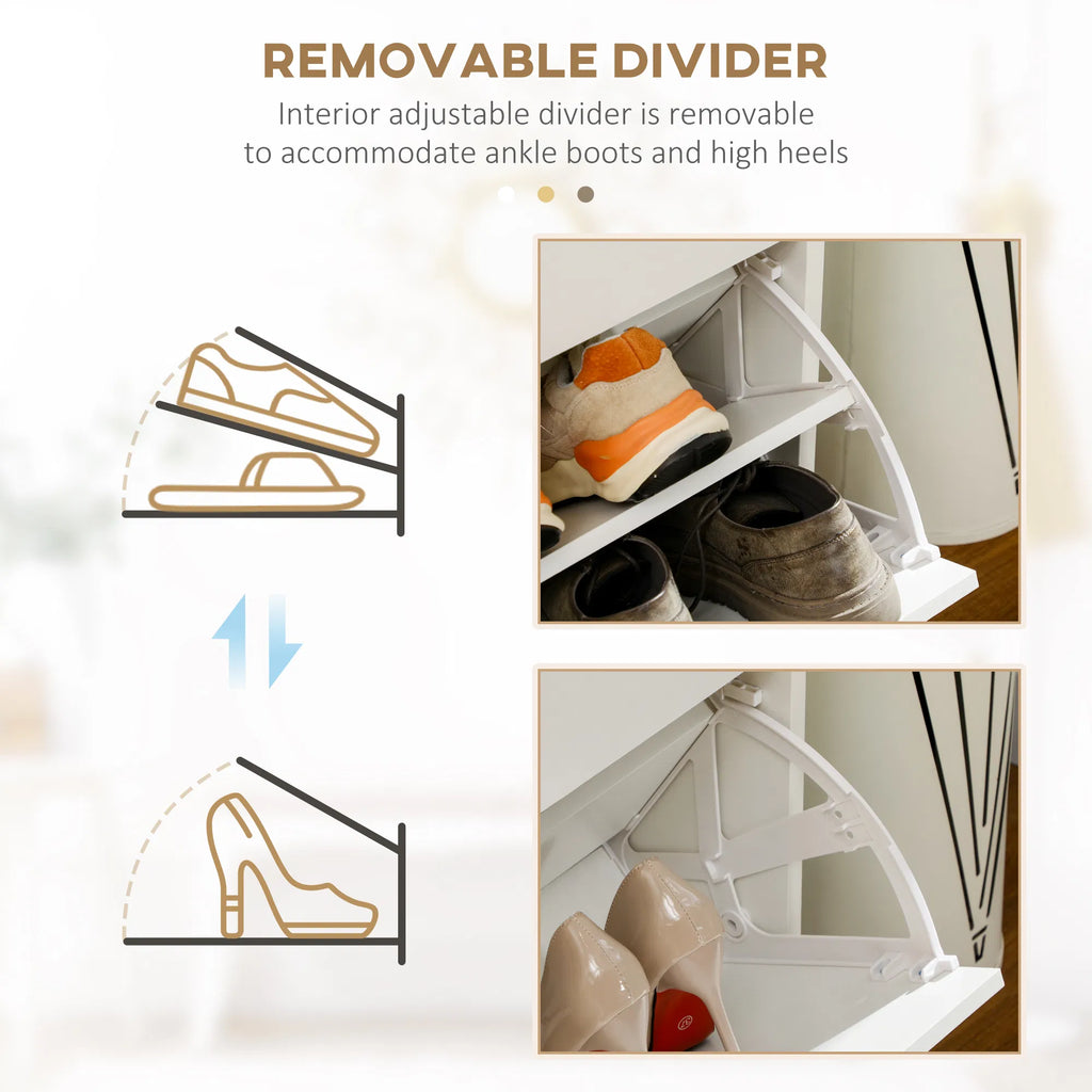 Narrow Shoe Storage with 2 Flip Drawers and Adjustable Shelves Shoe Cabinet - Image 5