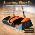 Long Handle Broom And Dustpan Set Upright Self Cleaning Combo With Windproof