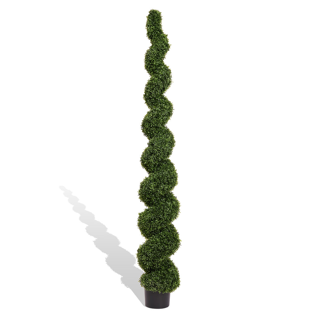 7FT Spiral Topiary Trees Artificial Outdoor Faux Boxwood Plants Large Twisted - Image 5
