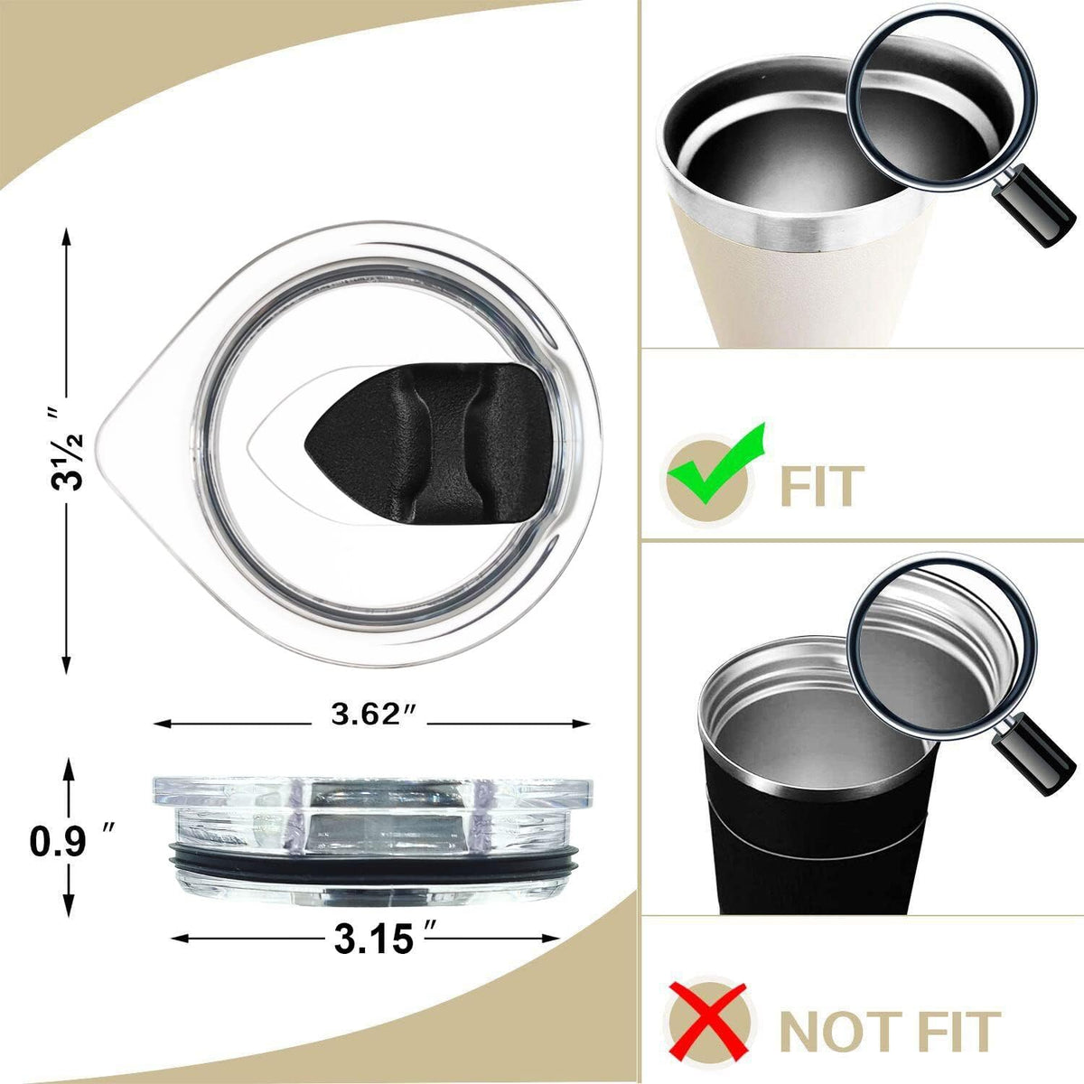 2Pcs Cup Lid Mug Lid 10oz Or 20oz Magnetic Slider Spill Proof Tumbler - Image 3