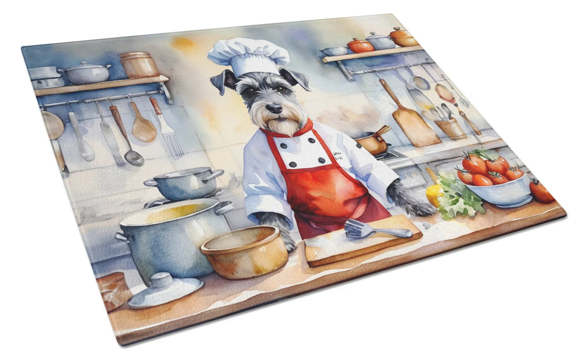 NEW Schnauzer The Chef Glass Cutting Board Decorative Tempered Glass Kitchen - Image 4