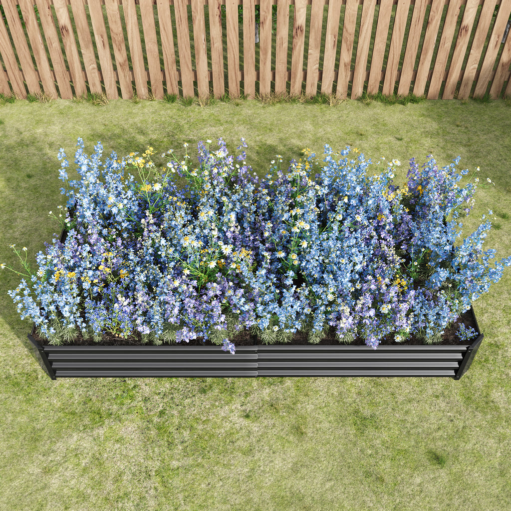 2PCS Black 8×4×1ft Metal Raised Rectangle Garden Planter Beds - Image 3