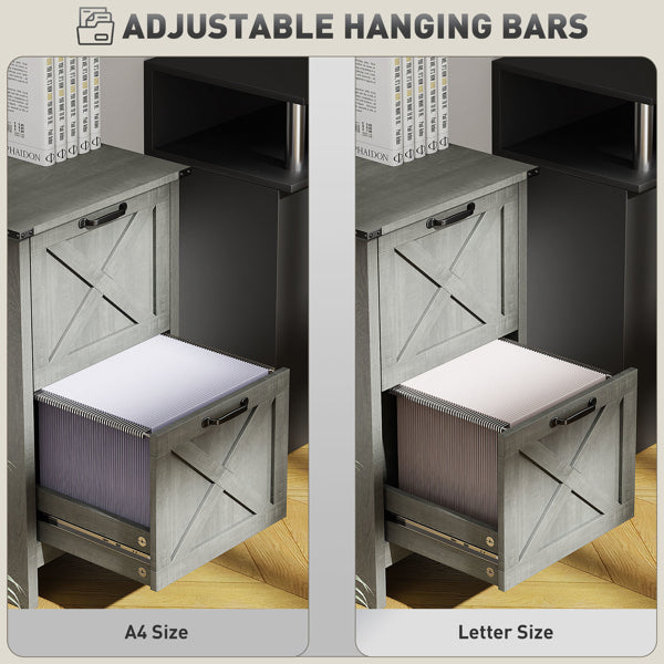 Distressed Light Gray Mobile File Cabinet