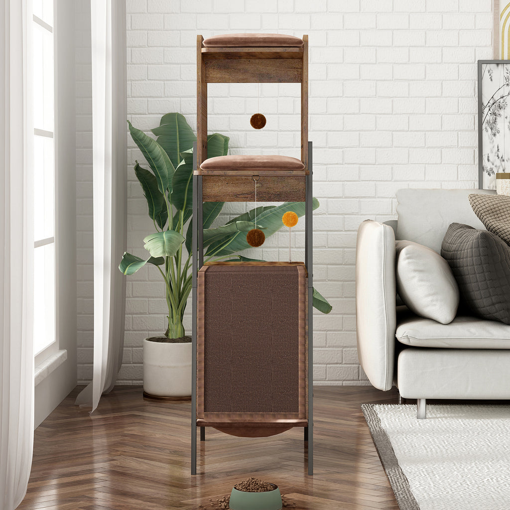 Modern Cat Tree 58 Inch Cat Tower for Large Cats Maine Coon Cat Tree with - Image 2