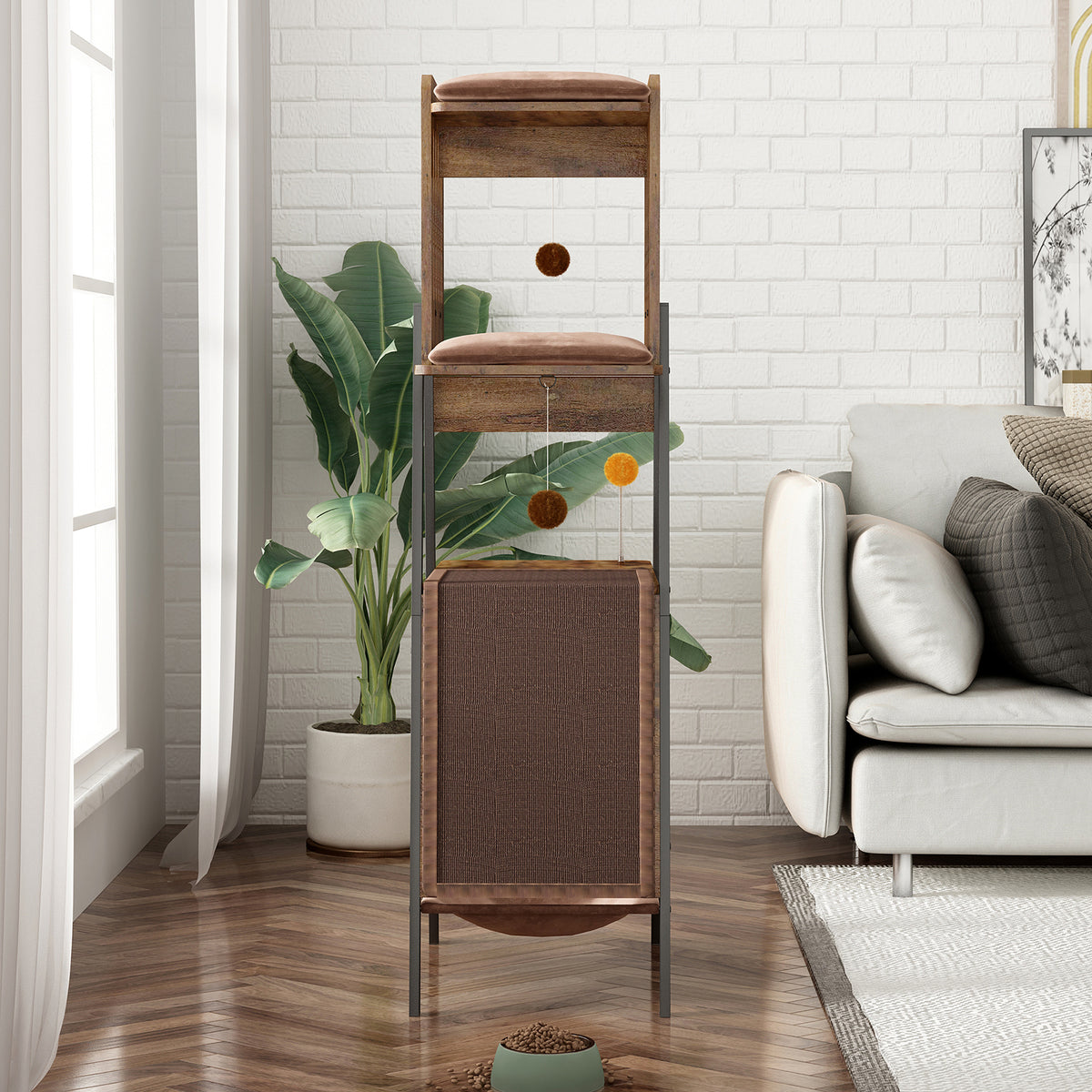 Modern Cat Tree 58 Inch Cat Tower for Large Cats Maine Coon Cat Tree with - Image 2