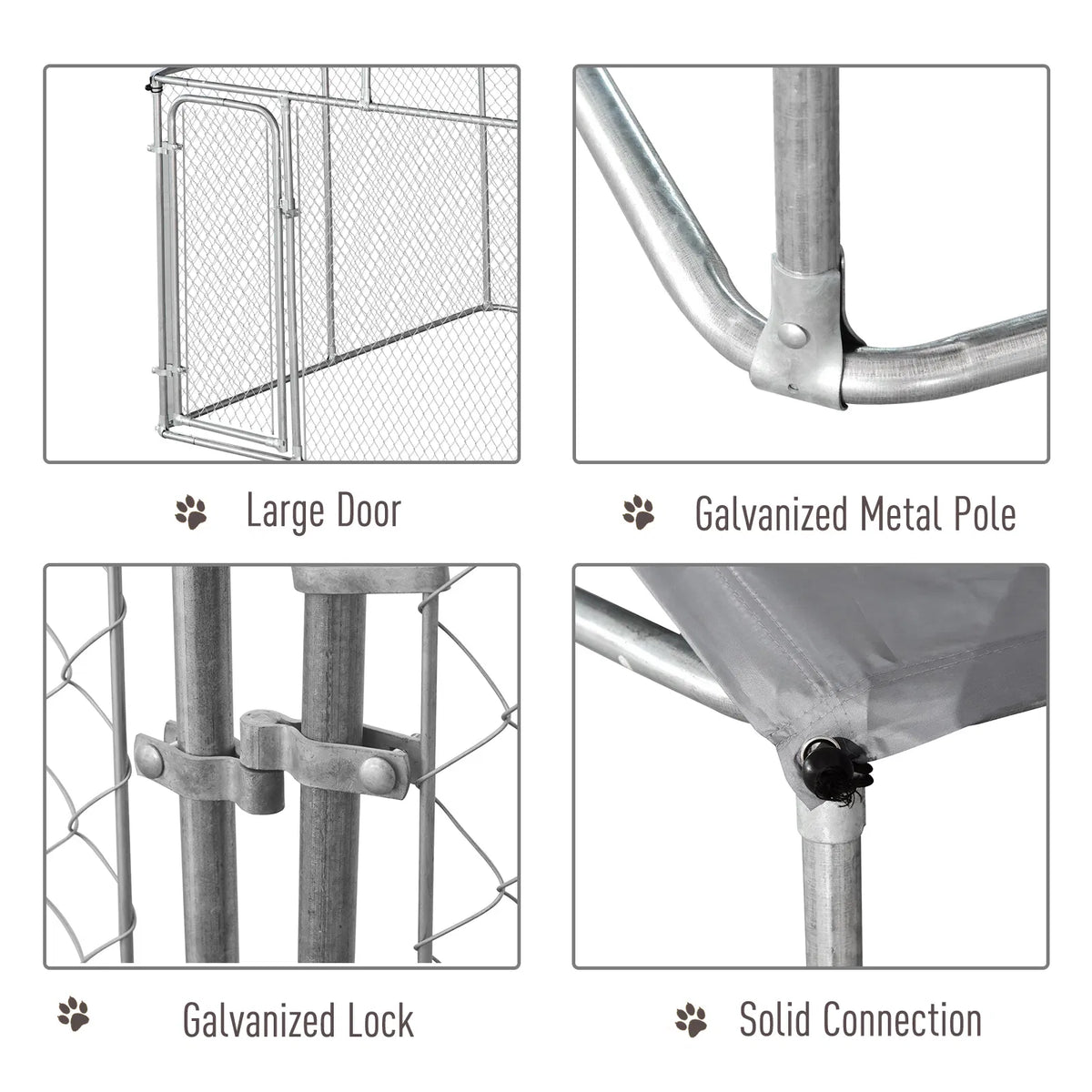 Dog Kennel Outdoor Run Fence with Roof Steel Lock Mesh Sidewalls for Backyard - Image 2
