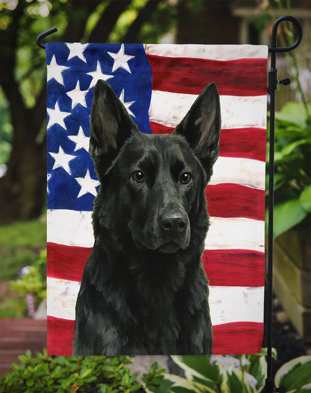 Black German Shepherd American Flag Garden Flag Mailbox Decorative Yard Banner - Image 3