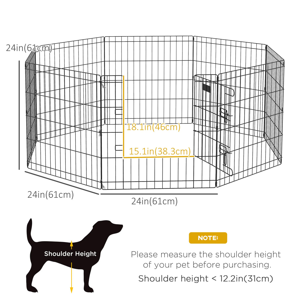 24inch Foldable Metal Exercise Pet Playpen Yard Dog Puppy Kennel Cage 8 Panel - Image 3