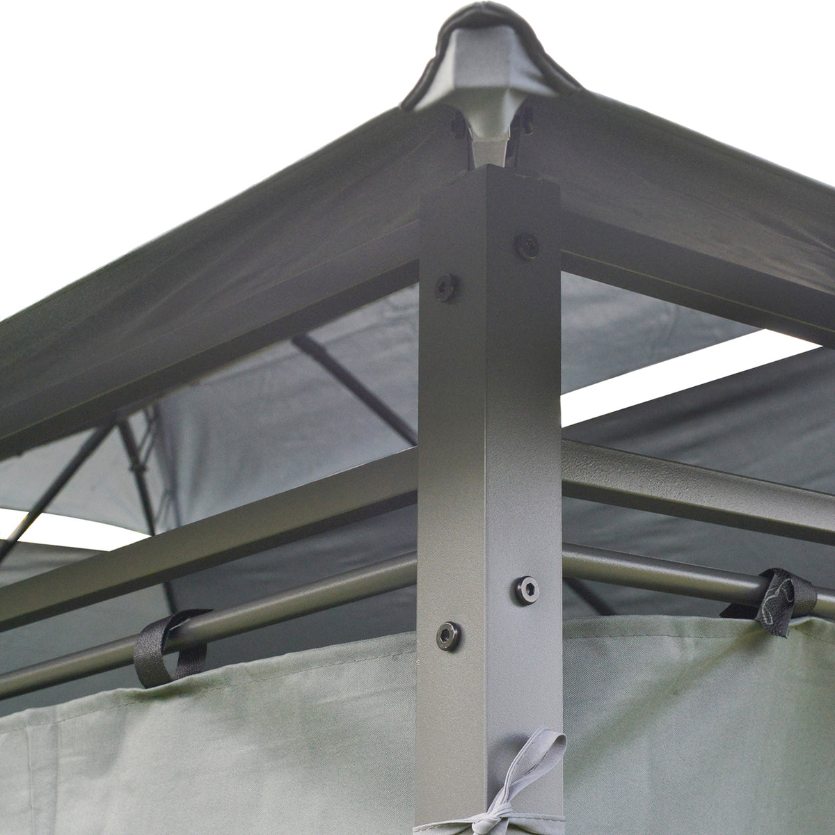 10x13 Outdoor Soft-Top Gazebo with Curtains and Two-Tier Roof