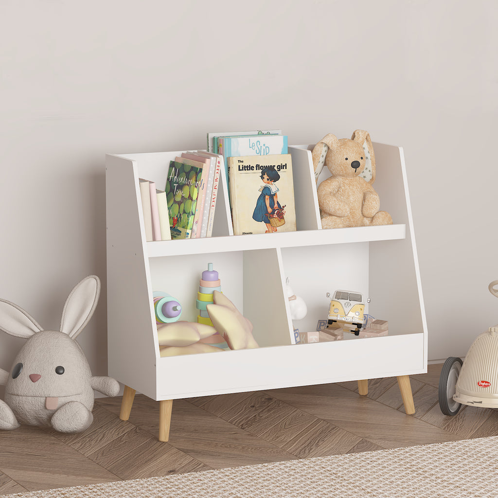 Kids Bookshelf and Toy Organizer with Five Cubbies