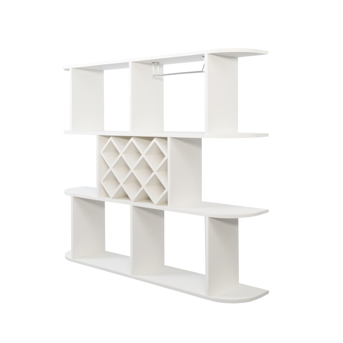 Large Wall Mounted 3 Tier Rustic Bottle Wine Rack Wooden Storage With Glass - Image 5